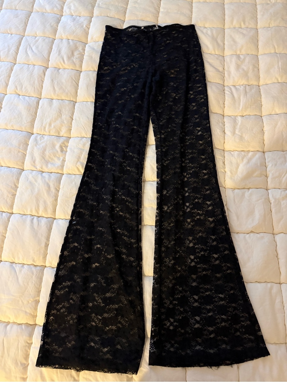 Black Lace Flared Pants